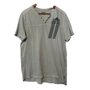 Express Men's Gray Short Sleeve V Neck Graphic 100%‎ Cotton Tee Size Large
